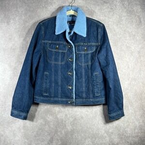 Vintage Mudd Denim Trucker Jacket Womens Size Medium Sherpa Lined Y2K 90s Retro